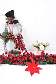 img 1 attached to 🎄 LSKYTOP LED Christmas Wreath with Garland Hat and Red Bow - 16inch Wall Hanging Ornament for Festive Holiday Decorations (1)