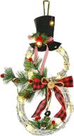 🎄 lskytop led christmas wreath with garland hat and red bow - 16inch wall hanging ornament for festive holiday decorations (1) logo