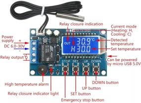 img 3 attached to 🌡️ High Accuracy Electronic Thermostat Controller - DROK DC 6-30V 24V Digital Temperature Control Board: -50 to +110 Degree Celsius, LCD Digital Micro Temp Control Switch Module with Waterproof Sensor Probe