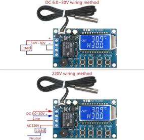 img 2 attached to 🌡️ High Accuracy Electronic Thermostat Controller - DROK DC 6-30V 24V Digital Temperature Control Board: -50 to +110 Degree Celsius, LCD Digital Micro Temp Control Switch Module with Waterproof Sensor Probe