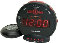 ⏰ sonic bomb dual extra loud alarm clock with bed shaker, black - sonic alert vibrating alarm clock for heavy sleepers with battery backup - wake up with a shake! logo