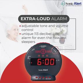 img 3 attached to ⏰ Sonic Bomb Dual Extra Loud Alarm Clock with Bed Shaker, Black - Sonic Alert Vibrating Alarm Clock for Heavy Sleepers with Battery Backup - Wake up with a Shake!