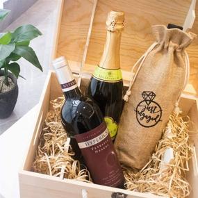 img 2 attached to 🍾 Burlap Wine Bag with Drawstring: 100% Natural Jute Reusable Wine Bottle Gift Bags for Wedding, Birthday, Engagement & Wine Tasting Party Supplies - Just Engaged Edition