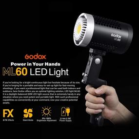 img 2 attached to 🎥 Godox ML60 Handheld LED Video Light - 60W, 69000LUX@0.5m, CRI96+ TLCI 97+, 16 Groups 32 Channels 99IDs, Ultra Quiet Fan, NP-F970 Battery Support, 8 Preset Lighting FX Effects, Includes LAOFAS Color Filters
