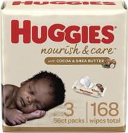 👶 huggies nourish & care baby diaper wipes, scented - 3 flip-top packs (168 wipes), varying packaging logo