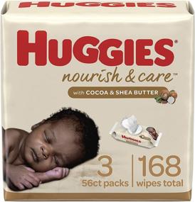 img 4 attached to 👶 Huggies Nourish & Care Baby Diaper Wipes, Scented - 3 Flip-Top Packs (168 Wipes), Varying Packaging