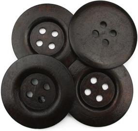 img 4 attached to Premium Quality All In One 10pcs Dark Brown Large 🔘 4 Hole Sewing Wood Buttons - Wide Edge 50mm(2”) for Versatile Crafting