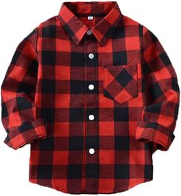 img 4 attached to 👕 Yinggeli Little Sleeve Button Flannel Boys' Clothing: Shop Tops, Tees & Shirts