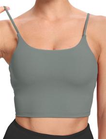 img 4 attached to 🏃 HHUQ Women’s Longline Sports Bra: Wirefree Padded Medium Support for Running & Yoga