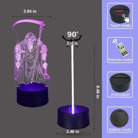 img 1 attached to FlyonSea Grim Reaper Light: Cool Room Decor with Skull Lamp, Timer & 7 Color Changing - Remote Control & Smart Touch, Unique Gifts for Men, Halloween Skull Decor