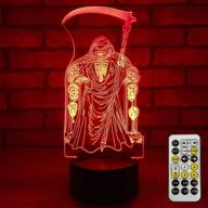 flyonsea grim reaper light: cool room decor with skull lamp, timer & 7 color changing - remote control & smart touch, unique gifts for men, halloween skull decor логотип