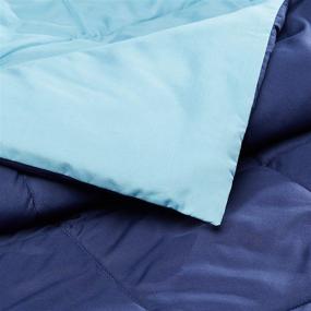 img 2 attached to Amazon Basics Twin/Twin XL Reversible Microfiber Comforter Blanket in Navy/Sky Blue Shades