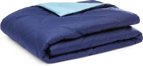 img 3 attached to Amazon Basics Twin/Twin XL Reversible Microfiber Comforter Blanket in Navy/Sky Blue Shades