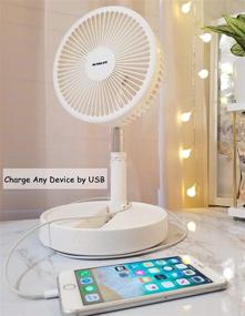 img 2 attached to 🌬️ SUNGLIFE Table Fan: Foldable Mini USB Desk Fan with 7200mAh Rechargeable Battery, Adjustable Height, and 4 Speed Settings