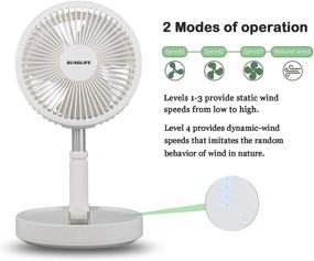 img 3 attached to 🌬️ SUNGLIFE Table Fan: Foldable Mini USB Desk Fan with 7200mAh Rechargeable Battery, Adjustable Height, and 4 Speed Settings