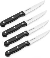🔪 farberware 4-piece full-tang steak knife set: never needs sharpening- black, stainless steel logo