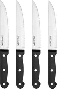 img 3 attached to 🔪 Farberware 4-Piece Full-Tang Steak Knife Set: Never Needs Sharpening- Black, Stainless Steel
