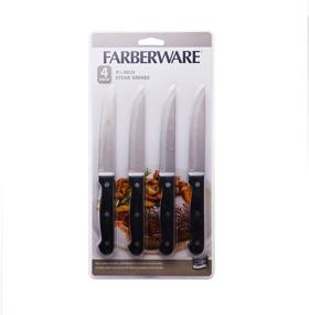 img 2 attached to 🔪 Farberware 4-Piece Full-Tang Steak Knife Set: Never Needs Sharpening- Black, Stainless Steel