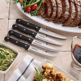 img 1 attached to 🔪 Farberware 4-Piece Full-Tang Steak Knife Set: Never Needs Sharpening- Black, Stainless Steel