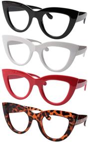 img 4 attached to 👓 SOOLALA Womens 4 Pairs Value Pack: Vibrant Mixed Colors Cat Eye Reading Glasses for a Stylish Look