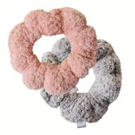 volo scrunchie - cloud pink & luna gray - premium microfiber hair bands - ultra-soft hair ties - absorbent scrunchies - gentle thick ponytail holders - preventions hair breakage - 2 pack logo