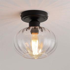 img 4 attached to 🔦 Clear Glass Shade Flush Mount Ceiling Light Industrial Rustic Semi Flush Mount for Hallway Entryway Kitchen Farmhouse, Black