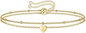 img 4 attached to Turandoss Layered Heart Initial Bracelets for Women, 14K Gold Filled 💌 Handmade Personalized Letter Bracelets for Women Girls - Dainty Heart Initial Jewelry Gifts