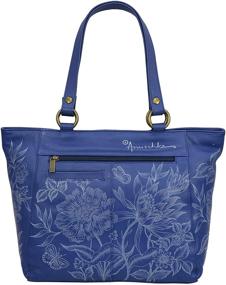 img 3 attached to 👜 Hand-Painted Genuine Leather Classic Work Tote for Women by Anuschka - Exquisite Exterior Design