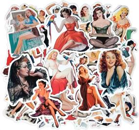 img 3 attached to Waterproof Sexy Pin Up Girl Stickers Pack - Ideal for Water Bottles, Laptops, Skateboards, Motorcycles, Cars, Bikes, Luggage, Trolley Cases - 50 PCS Sun-Proof Decals for Stylish Decoration - No-Duplicate Collection