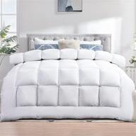 🛏️ techtic queen size plush white comforter duvet insert - down alternative quilted stand alone bedding with box stitching, machine washable logo