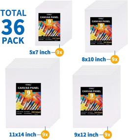 img 3 attached to 🎨 36-Piece Pack of Painting Canvas Panels - 5x7", 8x10", 9x12", 11x14" (9 Each), Primed White Cotton Artist Canvas Boards for Acrylic, Oil Paint, Wet or Dry Art Media