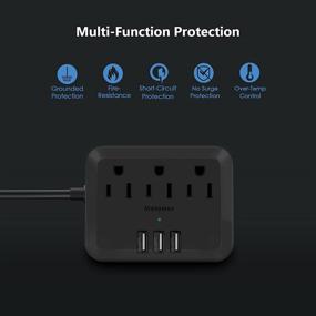 img 1 attached to ✅ Manymax Power Strip: USB Charger, Mountable Flat Plug, 3 Outlets, 3 USB, 5ft Cord - Home Office, Travel, School - Black (1 Pack)