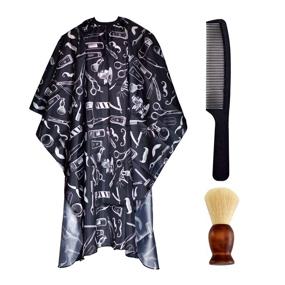 img 4 attached to Waterproof Salon Cape Haircut Apron - Professional Barber Cape with Carbon Comb and Neck Duster Brush, Hairdressing Hair Cutting Cover