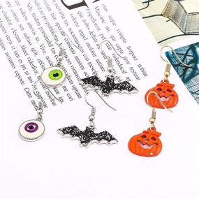 img 1 attached to 🎃 XOCARTIGE Halloween Hook Earrings Set - 6 Pairs of Pumpkin Bat Boo Dangle Earrings - Gift Jewelry Set for Girls