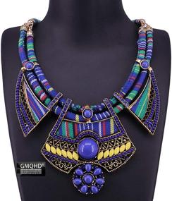 img 3 attached to Bold and Striking Chunky Bib Torque Choker: A Fusion of Bohemia, African & Egyptian Styles with Magnetic Clasps. Layered Tribal Necklaces - Perfect Fashion Jewelry Set & Best Friend Gift Box for Women.