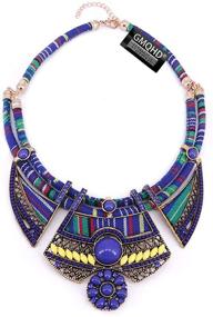 img 4 attached to Bold and Striking Chunky Bib Torque Choker: A Fusion of Bohemia, African & Egyptian Styles with Magnetic Clasps. Layered Tribal Necklaces - Perfect Fashion Jewelry Set & Best Friend Gift Box for Women.