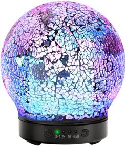 img 4 attached to Mosaic Glass Ball Essential Oil Diffuser 100ml Ultrasonic Humidifier: Tiffany Style Turkish Moroccan Lamp with 8 Colors Changing LED Lighting Modes, Perfect for Office, Home, and Yoga