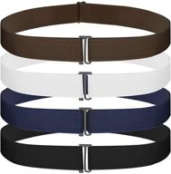 👖 lele life 4 pack invisible adjustable stretch belts: perfect for jeans, dresses & pants - black, brown, white, dark blue logo