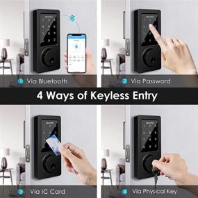 img 2 attached to 🔒 Ultimate Security and Convenience: Keyless Entry Door Lock with Smartphone App, Bluetooth, and IC Card for Home, Apartment, Office, and Hotel - Iron Black Smart Lock