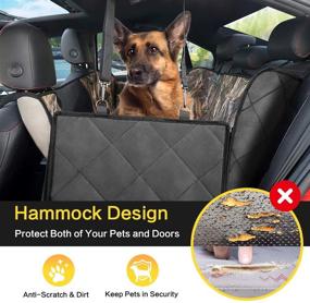 img 1 attached to 🐶 Protect Your Car with KIMHY Camo Dog Seat Cover: Waterproof, Hammock Style, Side Flaps, Mesh Window & Storage Bag