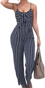 img 4 attached to SheKiss Striped Bowknot Jumpsuits: Trendy Women's Clothing for Style Seekers