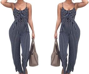 img 3 attached to SheKiss Striped Bowknot Jumpsuits: Trendy Women's Clothing for Style Seekers