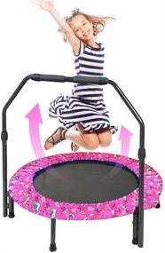 img 4 attached to 🔵 Foldable Trampoline Rebounder with Adjustable Handrail: A Convenient and Versatile Bounce Solution