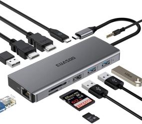 img 4 attached to 🔌 EUASOO 11 in 1 USB C Docking Station Triple Display Adapter - 2 HDMI 4K, Gigabit Ethernet, PD 3.0, 4 USB Ports - MacBook/USB C Laptop Compatible - Mirror Mode Supported