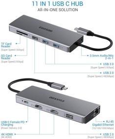 img 3 attached to 🔌 EUASOO 11 in 1 USB C Docking Station Triple Display Adapter - 2 HDMI 4K, Gigabit Ethernet, PD 3.0, 4 USB Ports - MacBook/USB C Laptop Compatible - Mirror Mode Supported