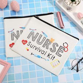 img 2 attached to 👩 Nurse Survival Kit: 2 Packs of Funny Makeup Bags, Perfect Nurse Gift for Women, Students, Practitioners - Ideal for Nurse Appreciation Week & Travel