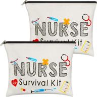 👩 nurse survival kit: 2 packs of funny makeup bags, perfect nurse gift for women, students, practitioners - ideal for nurse appreciation week & travel logo