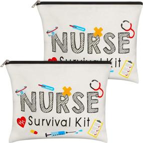 img 4 attached to 👩 Nurse Survival Kit: 2 Packs of Funny Makeup Bags, Perfect Nurse Gift for Women, Students, Practitioners - Ideal for Nurse Appreciation Week & Travel