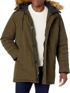 guess men's heavyweight hooded parka jacket: ultimate comfort with removable faux fur trim логотип