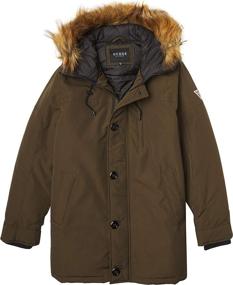 img 1 attached to GUESS Men's Heavyweight Hooded Parka Jacket: Ultimate Comfort with Removable Faux Fur Trim